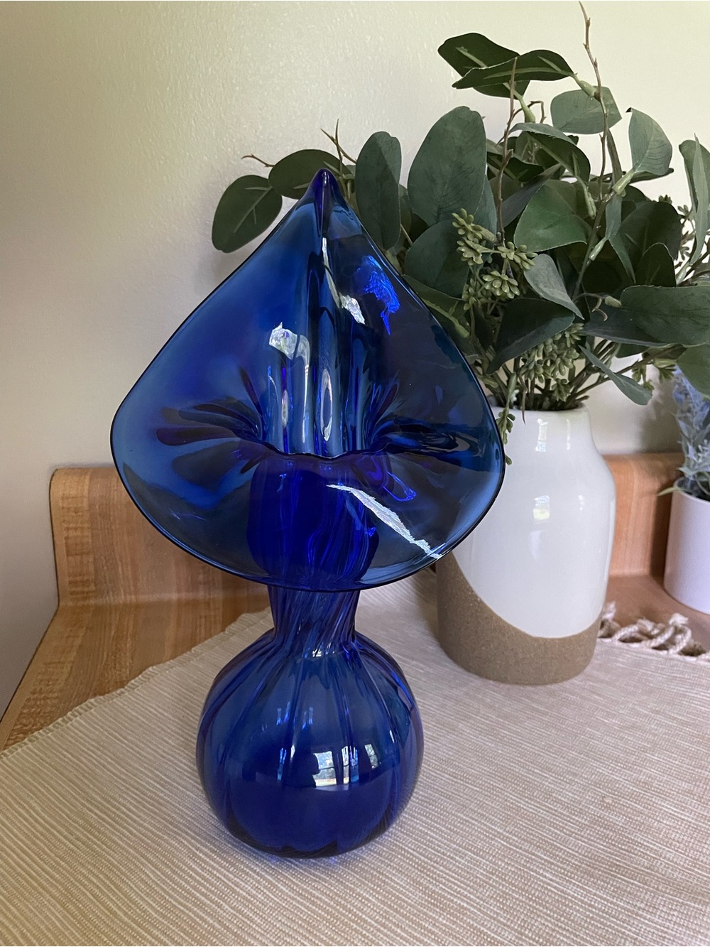 Hand Crafted Cobalt Blue Art Glass Vase